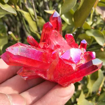 

80-90g rare and beautiful red flame ring quartz crystal cluster specimen wedding decoration aquarium