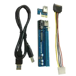 Для BTC Miner машина PCI-E Extender PCI Express Riser Card 1x к 16x USB 3,0 SATA к 4Pin IDE Molex Мощность удлинитель