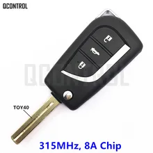 QCONTROL 3 кнопки дистанционного ключа для автомобиля Toyota Camry Corolla RAV4 рейз 315 МГц 8А чип TOY40 12BER-01 12BER-02