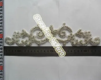 

10pcs sparkle crystal patch, applique rhinestone trim on sash/headband, Beaded Sewing Trim