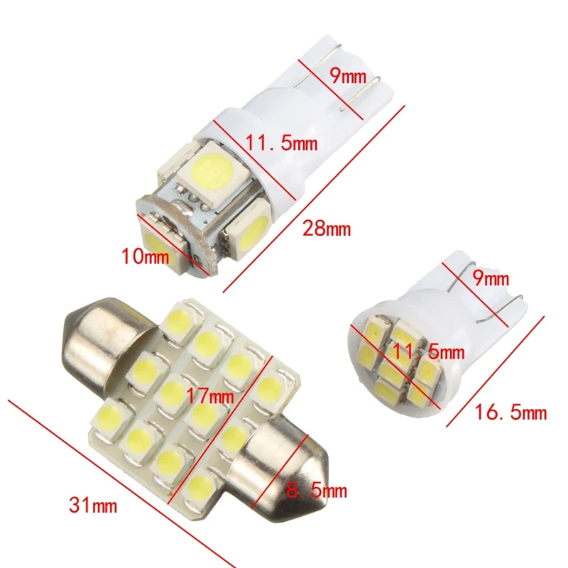 

11Pcs T10 31mm  License Plate Light White CAR Interior Lights Bulbs Lamps Dome Map Number Plates Sidemarker Lamp