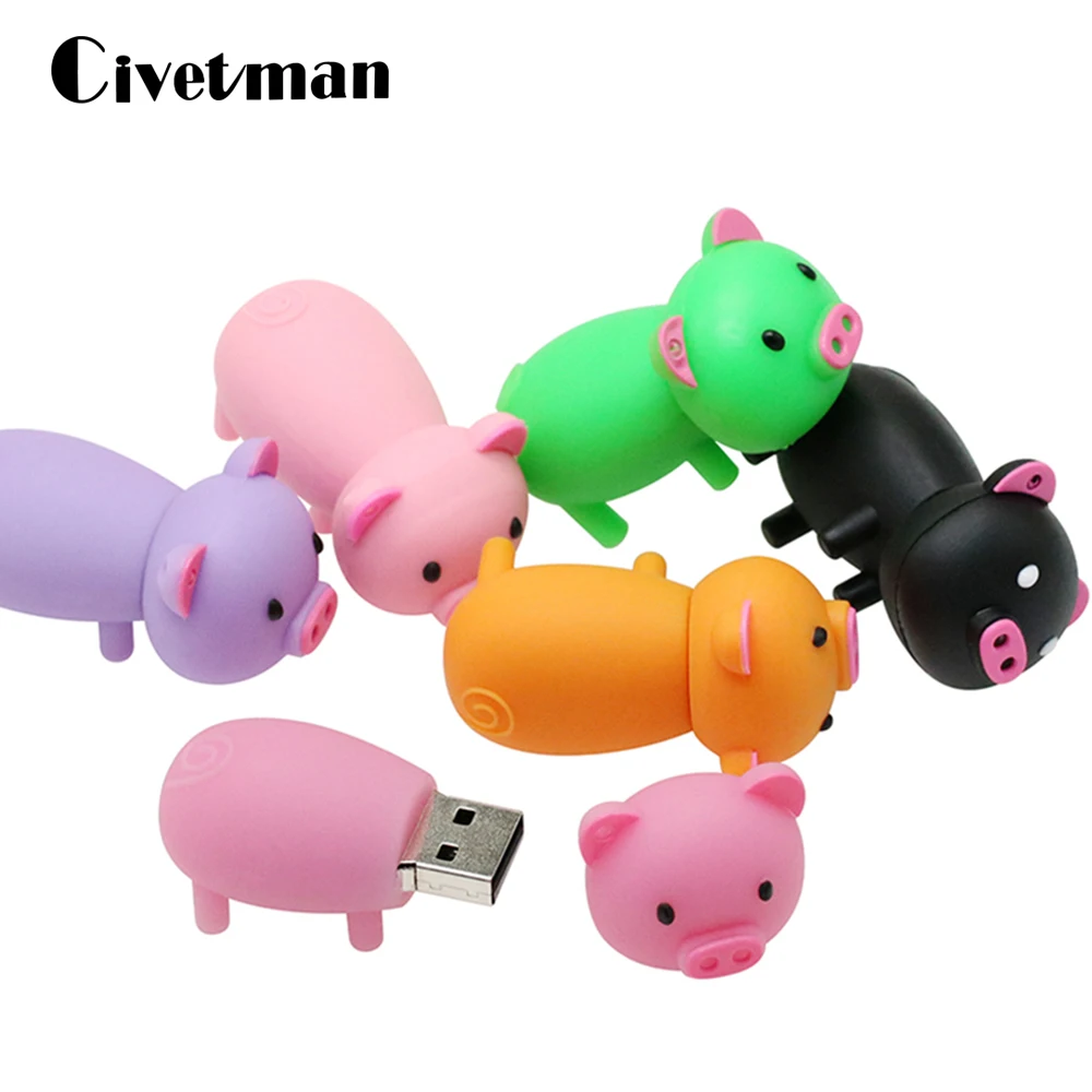 Флеш-накопитель Prive Cartoon Pink Pig, 4 ГБ, 8 ГБ, 16 ГБ, 32 ГБ, 64 ГБ, Usb флеш-накопитель, USB 2,0, флеш-карта памяти, 128 ГБ, диск на ключ, подарок