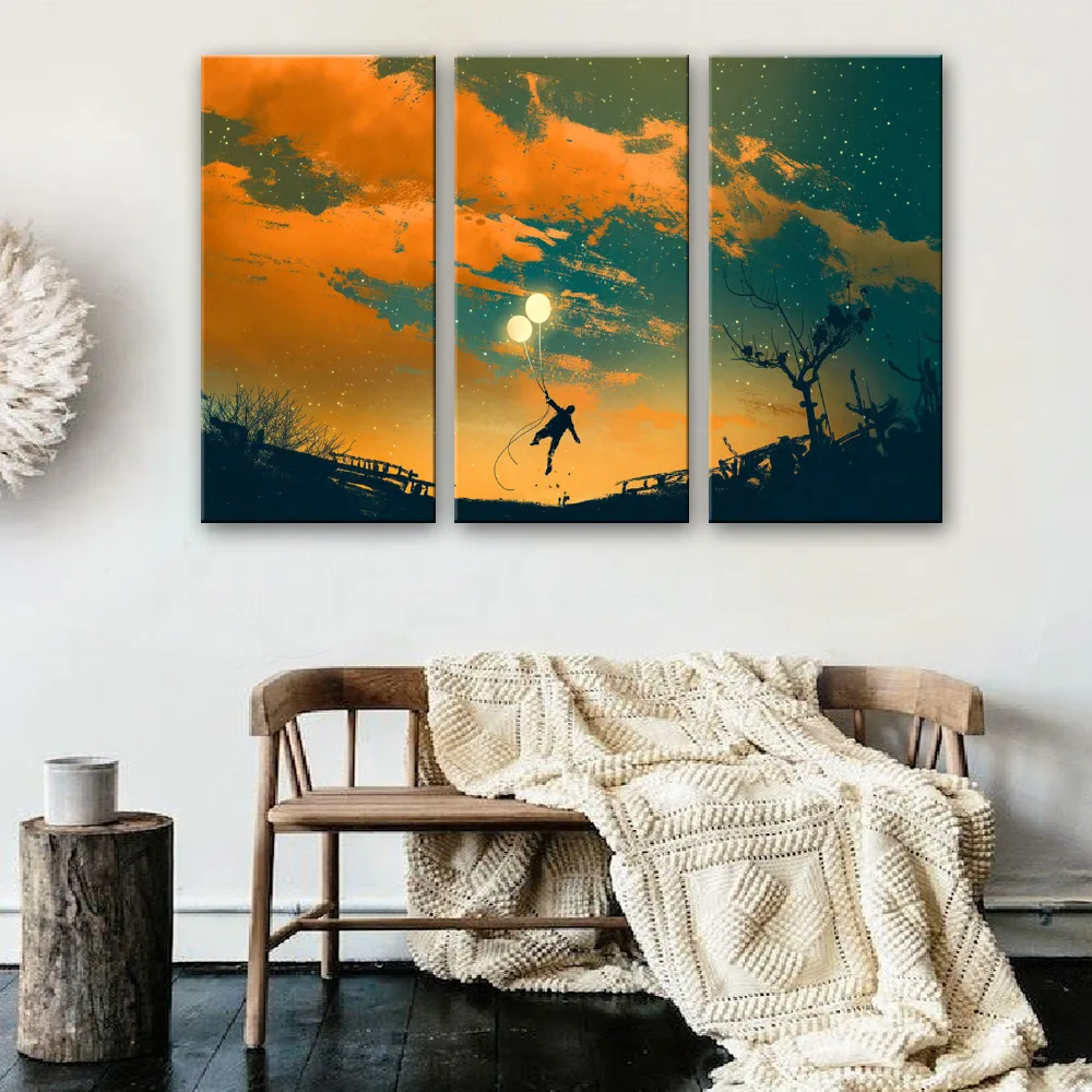 

Stretched Canvas Prints A Man With A Balloon LED Flashing Optical Fiber Print LED Wall Art LED Decorations