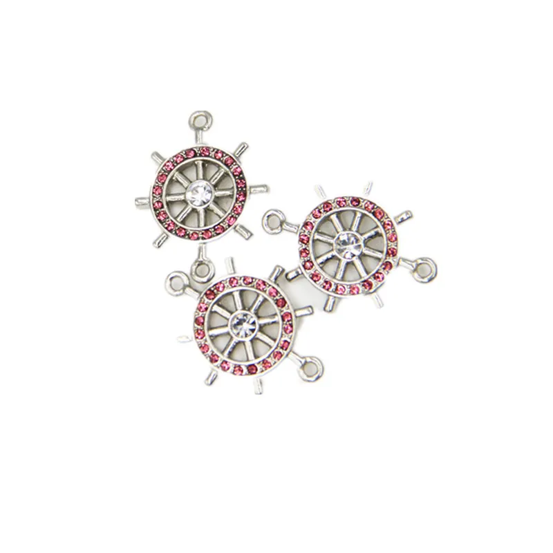 

Colored Rudder Pendants Jewelry Crystal Alloy Steering Wheel Pendants Charms