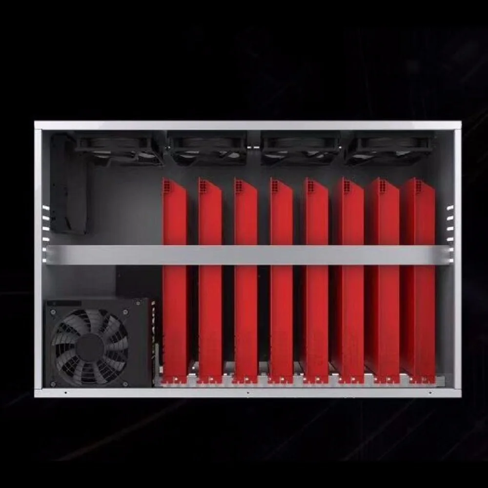 8 Graphics Server 4 Generation Mining Machine Chassis ATX Single Power Supply with 4 * 12cm Cooling Ball Fan