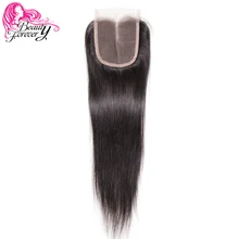 Beauty forever перуанские волосы прямые волосы для наращивания Remy человеческие волосы 4*4 средняя часть закрытие 120% плотность натуральный цвет
