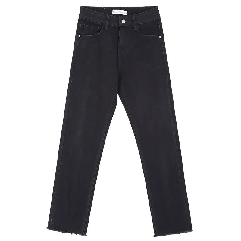 Женские классические джинсы LEIJIJEANS повседневные свободные прямые черные с