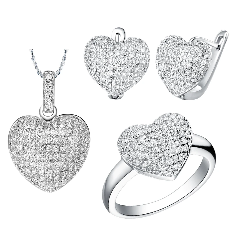 

Fashion Love Heart series Sets of Crystal Plating Jewelery,Adults Wedding Jewelry Gift Set,Necklaces/Earrings/Rings