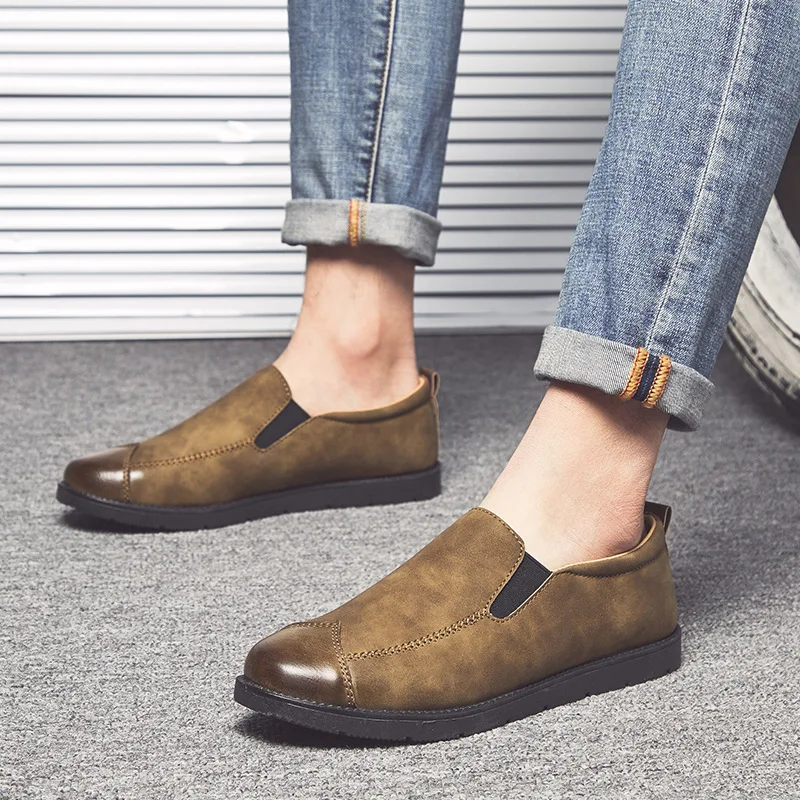 

Spring/Autumn Men's Casual Shoes Loafers Men Pu Leathers Dress Shoes Low-cut Shallow Fashion Breather Lace-up High Quality
