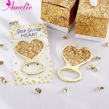 

50pcs Golden Love Heart Beer Opener Bottle Openers Kitchen Gadgets Dining Bar Beer Opener Wedding Gift for Guests Event Favors