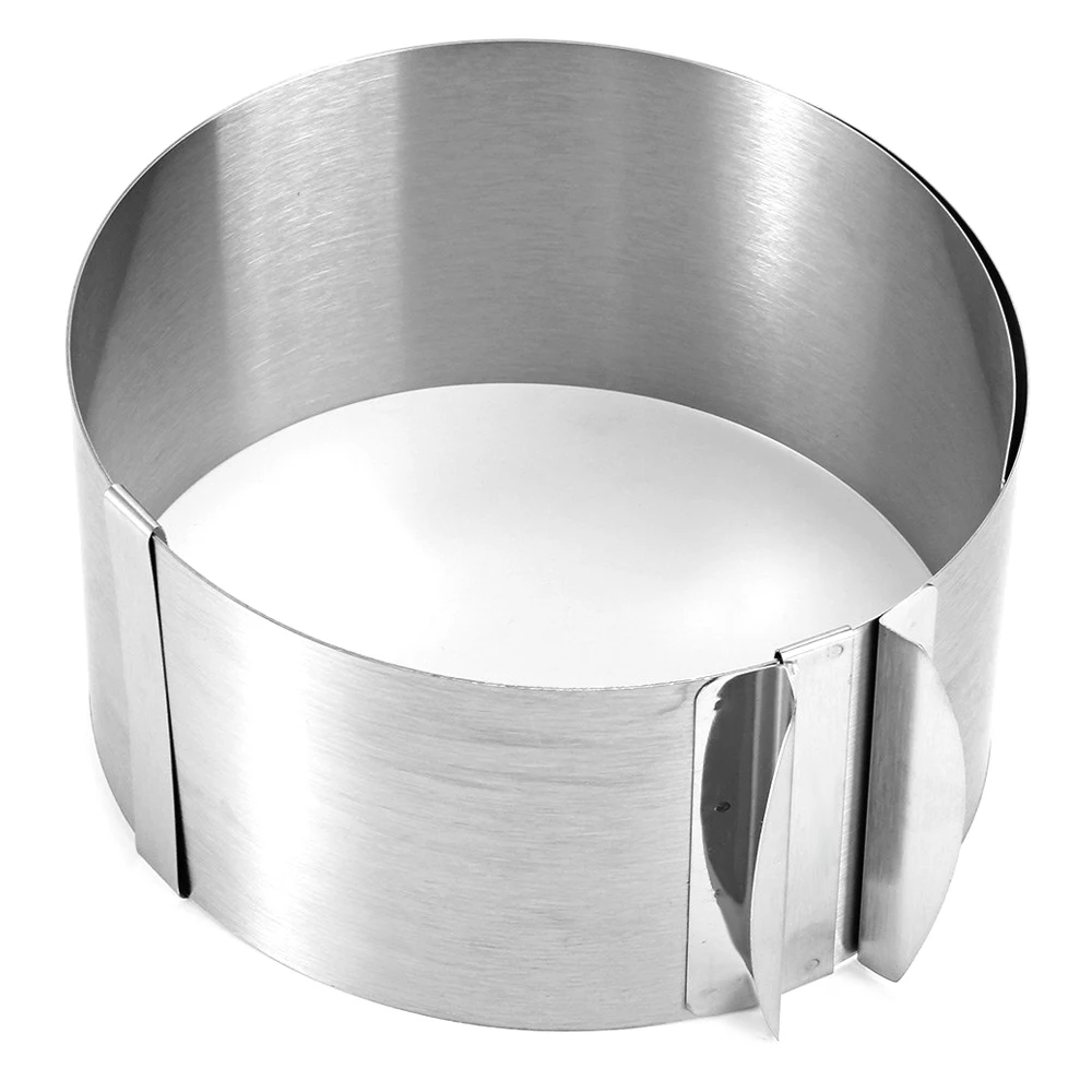 Горячая Распродажа, выдвижное кольцо-мусс из нержавеющей стали, набор инструментов для выпечки тортов, регулируемая форма формы, серебро