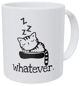 

Whatever Sleeping Cat 11 Ounces Funny Coffee Mug