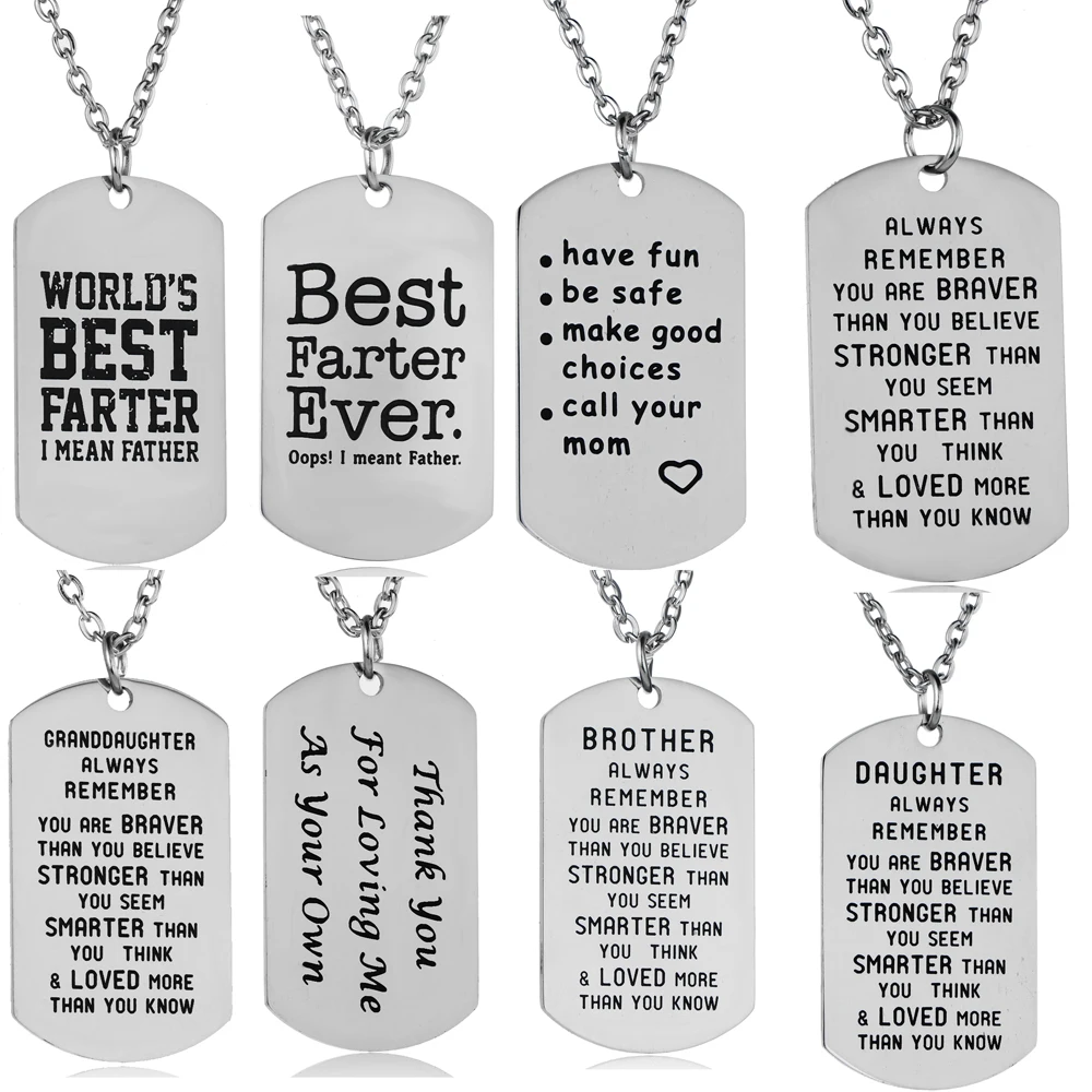 

Stainless Steel Pendants Inspirational Gifts Mother Daughter Father Son Sister Chain Necklace Women Men Jewelry Gifts Mom Dad