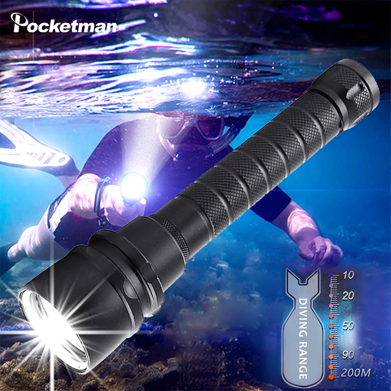 

40000LM Scuba Waterproof LED Diving Flashlight Professional Powerful 5L2/ 5T6 Flash Light Lantern Torch 200M Underwater