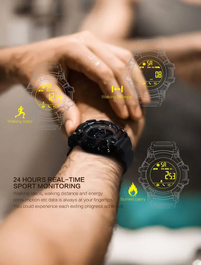 Мужские спортивные цифровые часы BOAMIGO, шагомер, калории, напоминание о звонках, bluetooth, водонепроницаемые, clcok, мужские часы