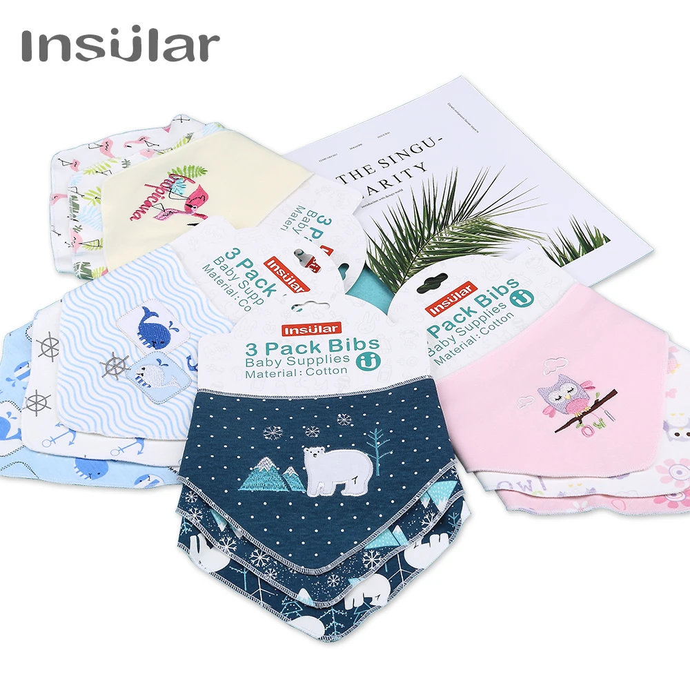 Insular 3 шт./компл. детские нагрудники бандана 100% хлопок высокое качество Babadores Para Bebe