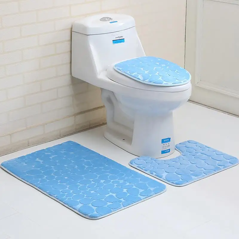 Buy 3Pcs/2pcs Set Bathroom Non Slip Pedestal Rug + Lid