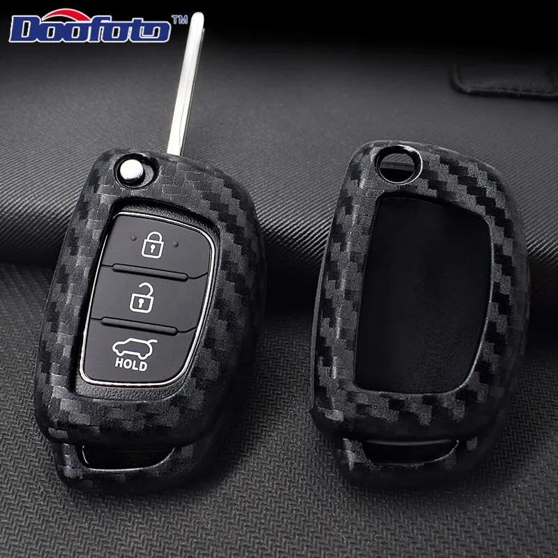 

Doofoto Car Styling Soft Carbon Fiber Grain Silicone Car Key Cover Decal Sticker Fit For Hyundai Creta I10 I20 Santa Fe 2019 New