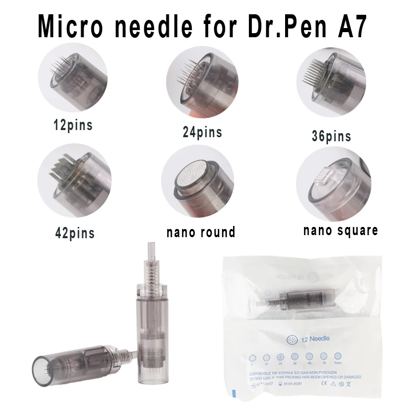 

50pieces 12/24/36/42 pin / Nano cartridges for Dr.pen A7 anti aging micro needles replaced cartridge for derma pen Dermaroller