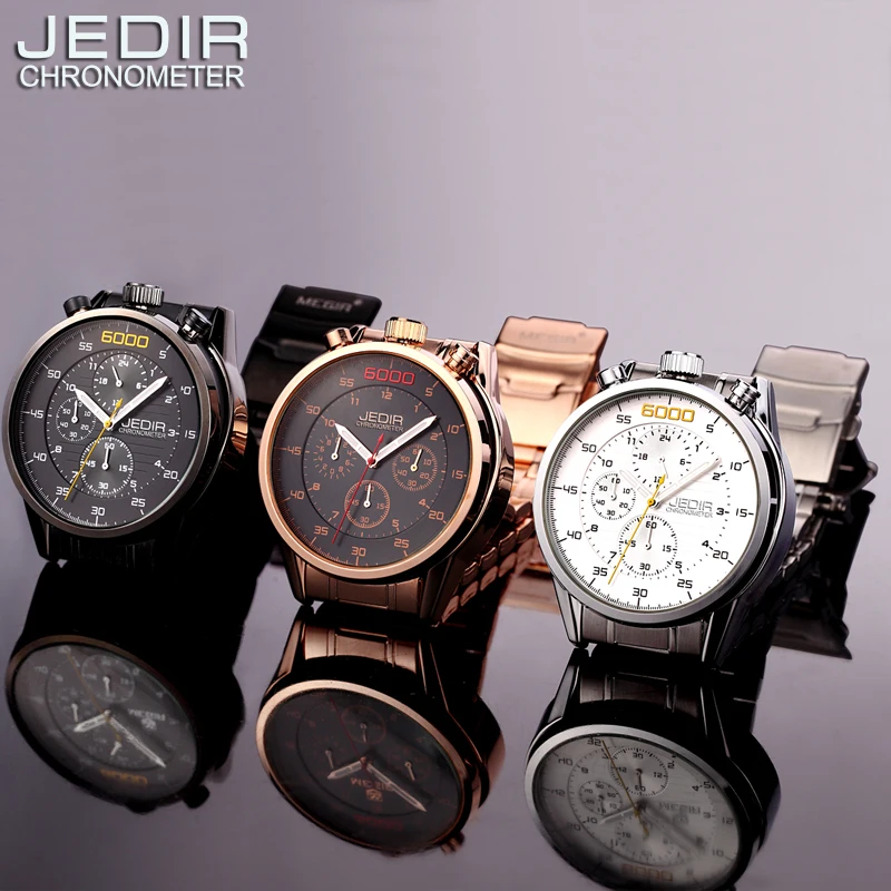 JEDIR Мужские кварцевые часы из нержавеющей стали модные хронограф секундомер наручные часы деловые повседневные мужские часы relogio Masculino 3005