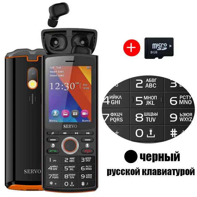 SERVO R25 Беспроводная Bluetooth гарнитура Мобильный телефон fm-радио 6000 мАч большой аккумулятор банк питания MP3 MP4 музыкальный мобильный телефон - Цвет: Black RU Keybo N 8G