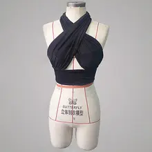 Sexy Shirts Backless Womens Strapy Cross Over Front Cut Out Halter Shirt Neck Crop Top Vest Black-S-XL crop top with front slit cut out skirt