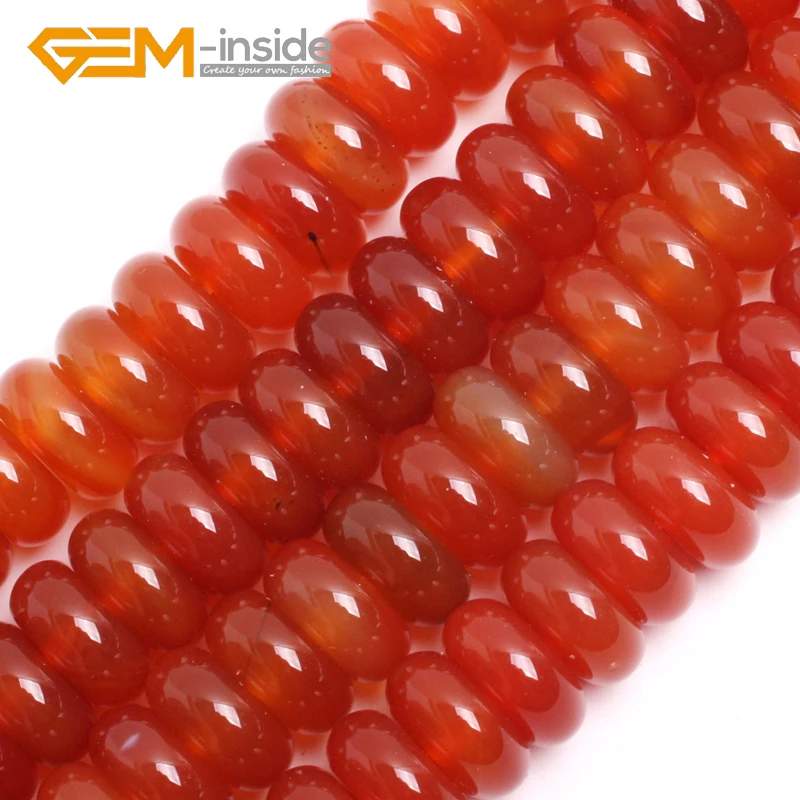 

6X12MM Natural Rondelle Red Agates Spacer Stone Beads DIY Loose Smooth Beads For Jewelry Making Bracelets Necklace Strand 15"