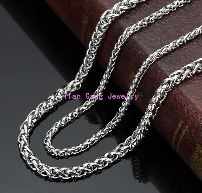 3/4/5/6mm Wholesale Mens Silver Stainless Steel Wheat Chain Necklace or Bracelet 3/4/5/6mm Wholesale Mens Silver Stainless Steel Wheat Chain Necklace or Bracelet