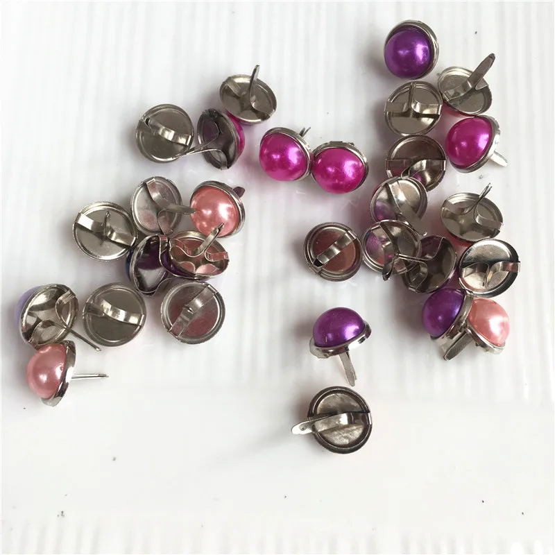 24pcs 12mm Pastel Round Metal Pearl Brads Scrapbooking Embellishment