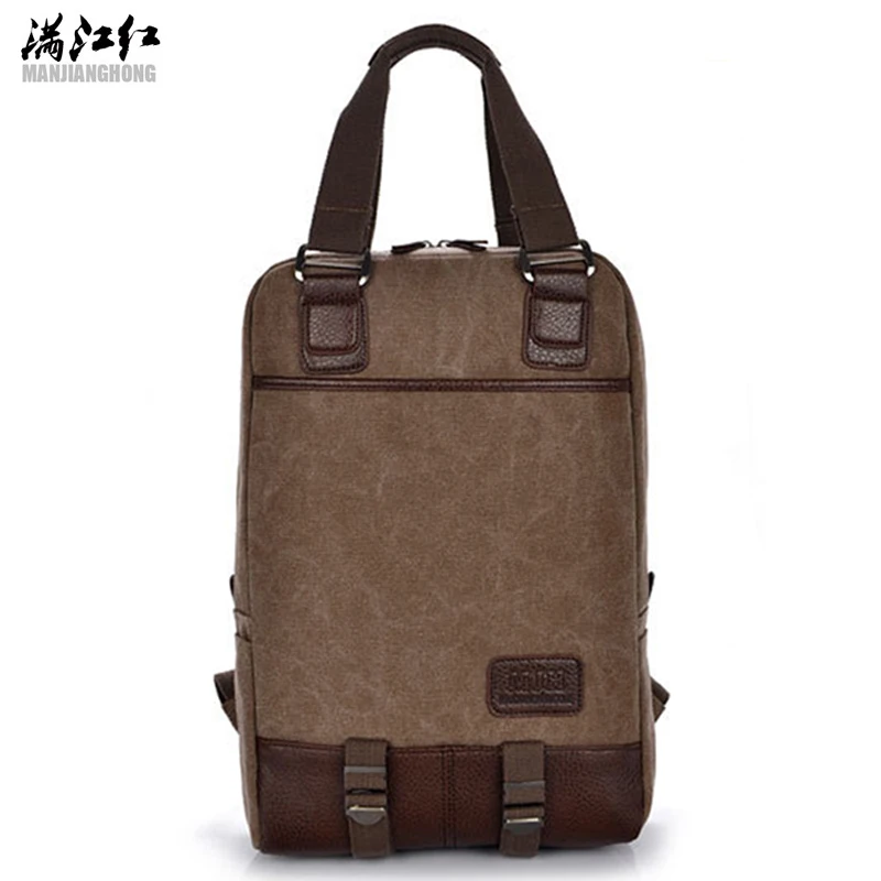 

MANJIANGHONG vintage high capacity shoulder bag travel bag school backpack multi function 14inch laptop bag high quality bags