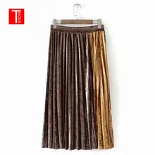 Весна новое поступление Модная универсальная тонкая бархатная плиссированная юбка Faldas Largas Elegantes винтажная юбка женская одежда