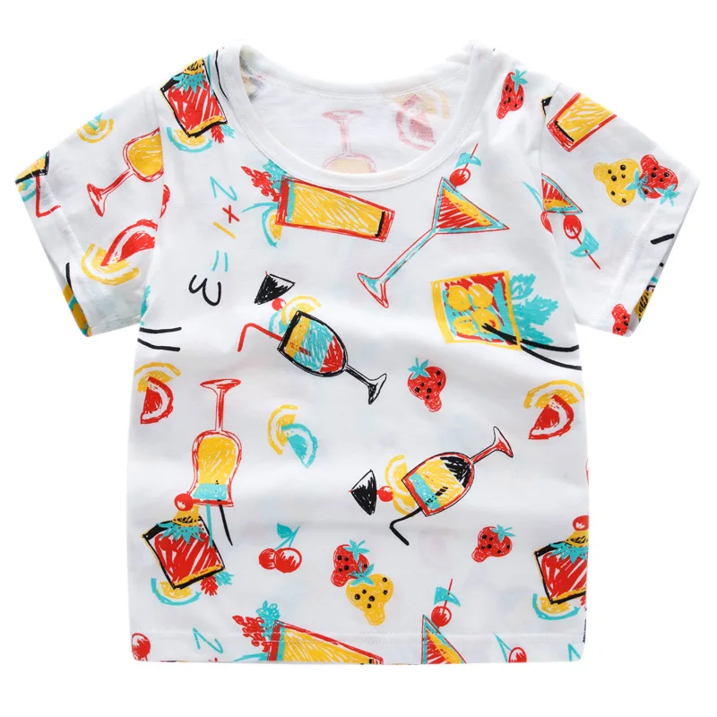 Softu летняя одежда для мальчиков и девочек футболки с коротким рукавом с рисунком из мультфильма Футболка с принтом Полосатая футболка хлопковые топы для девочек для детей детская одежда - Цвет: 06