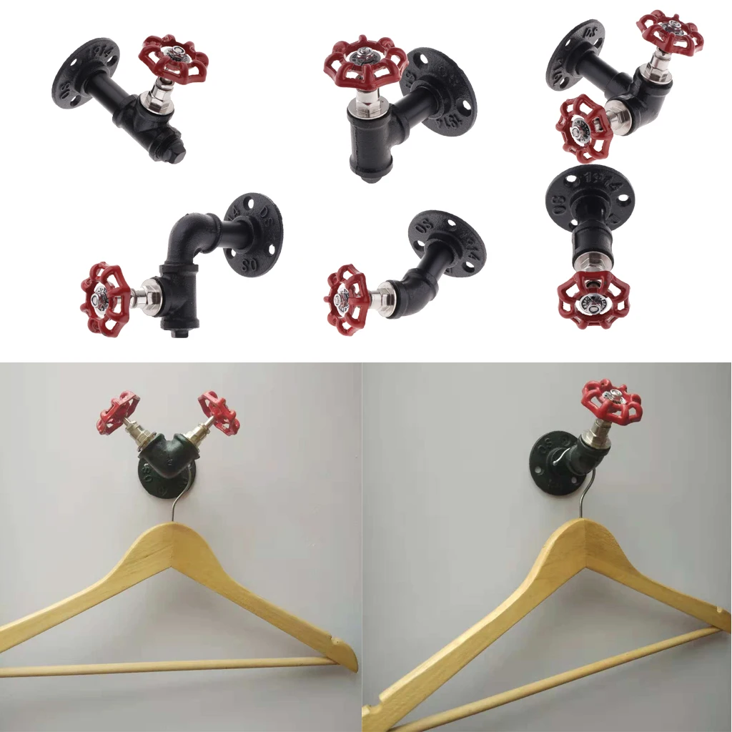 Industrial Iron Pipe Wall Mounted Coat Robe Hook Heavy Duty Hanger Hook Rack