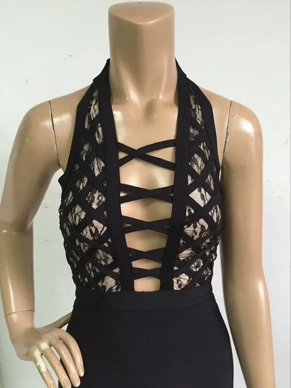 2016-new-women-deep-v-neck-black-lace-dress-knee-length-off-the-shoulder-summer-dresses (2)
