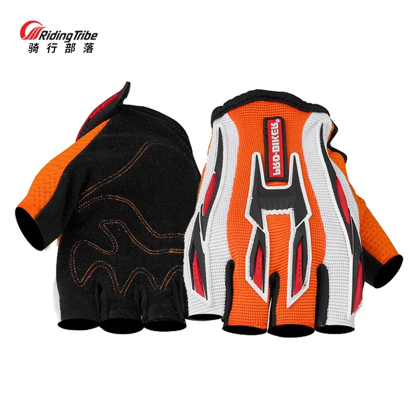 Мотоциклетные перчатки летние дышащие анти-столкновения эластичные Нескользящие уличные защитные перчатки Guantes de moto CE-01 - Цвет: Orange - Half