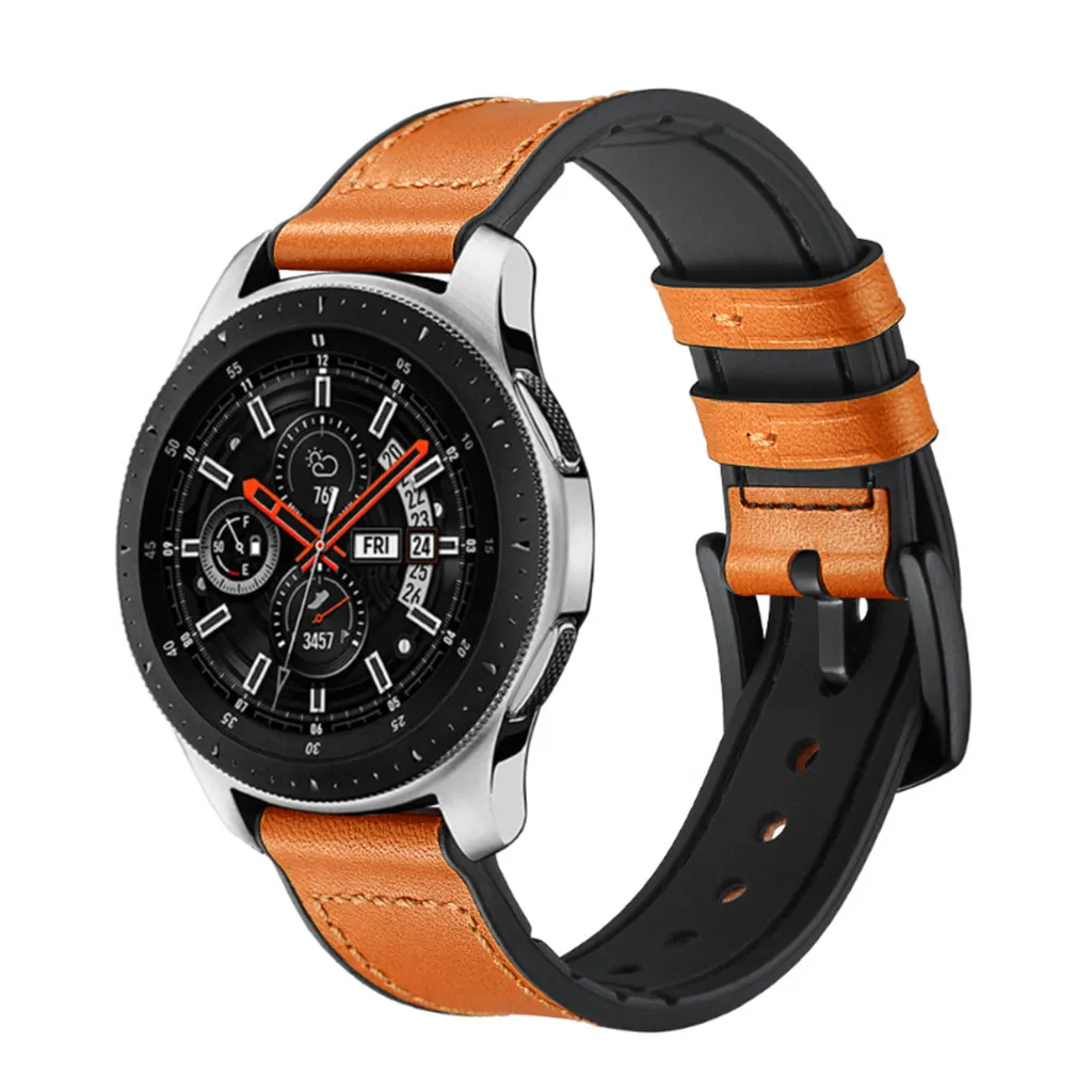 Ремешок для часов 22 мм силиконовый+ кожаный регулируемый сменный ремешок для часов браслет для samsung Galaxy Smartwatch ремешок на запястье - Цвет: OR