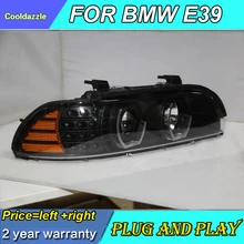 Для BMW E39 светодиодный налобный фонарь Ангельские глазки 1995 1996 1997 1998 1999 2000 2001 2002 2003 фары для автомобиля желтый отражатель