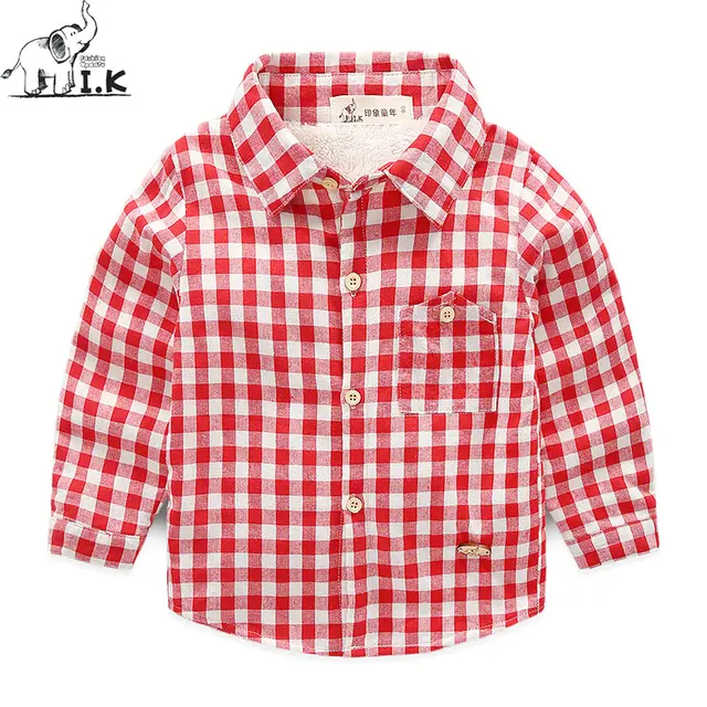 I.K Toddler Boys Velvet plus plain shirt baby boys classic top little