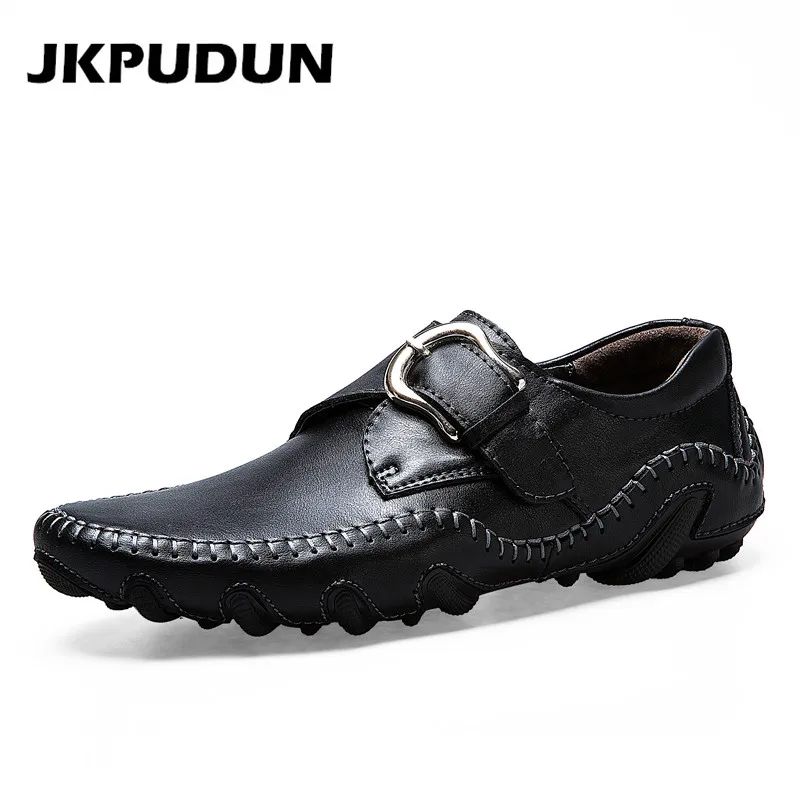 JKPUDUN Italian Casual Shoes Men Genuine Leather Moccasins For Men