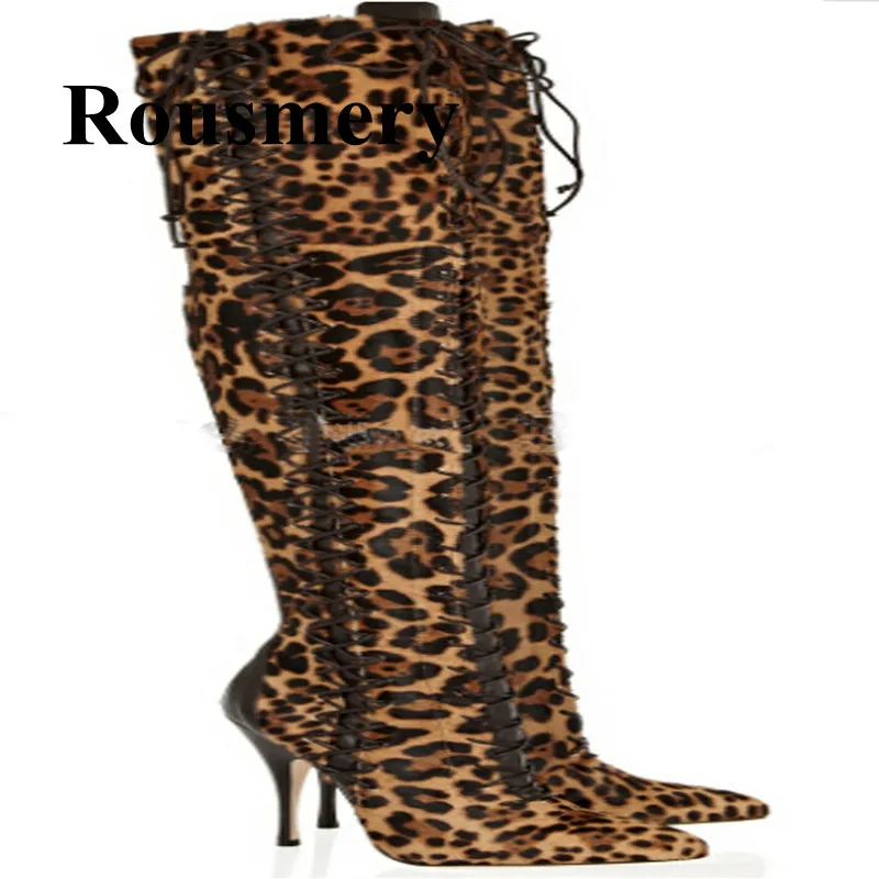 

High quality fashion Suede leather Over-the-knee Zipped Thigh high boots Sexy Leopard boots Females Party Nightclub Long Boots