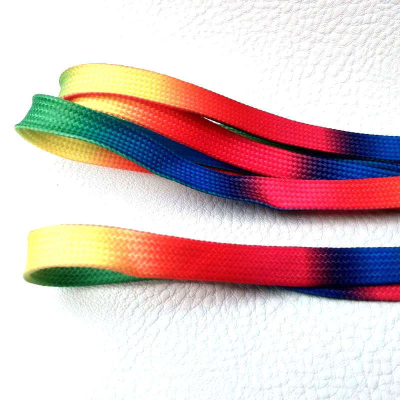 12 Pairs Rainbow Multi-Color Flat Sole Athletic Shoes Lace Unisex Rainbow Shoeslaces String Colorful Laces High-grade Metal Head