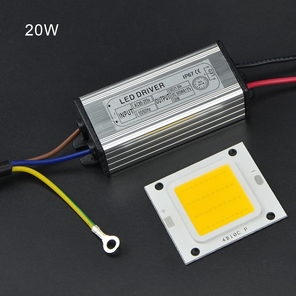 Светодиодная лампа COB высокой мощности 1 комплект 20 Вт 30 50 SMD IC встроенный чип со