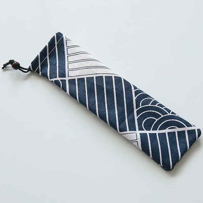 Portable Cutlery Bag Cloth Linen Tableware Knife Forks Spoon Container Fish Striped Print Japan Style Dinnerware Bag For Travel tableware storage bag
