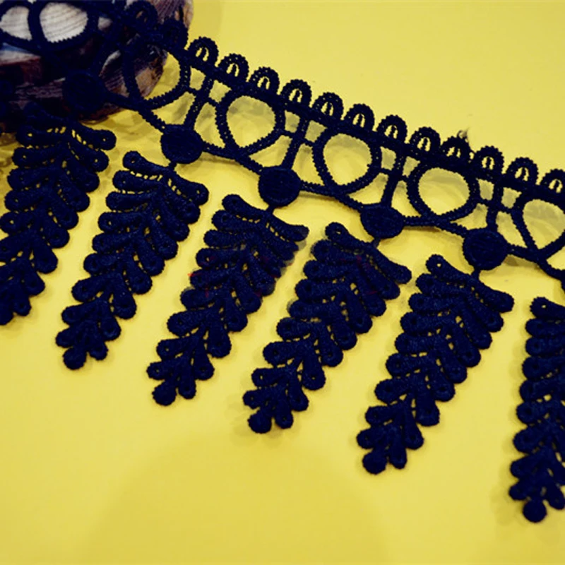 

5 yard 8.8cm 6.1" wide black/ivory milk silk tassel lace trim ribbon 1120593L4K767