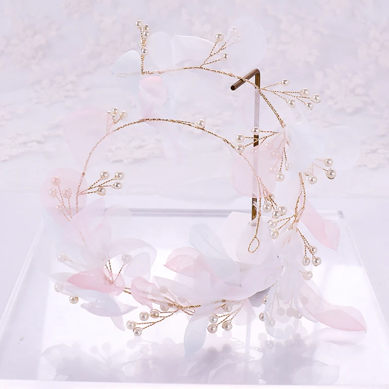Пряжа цветок повязка на голову для невесты головные уборы жемчуг ободки золотые аксессуары для волос модные ювелирные изделия женские аксессуары