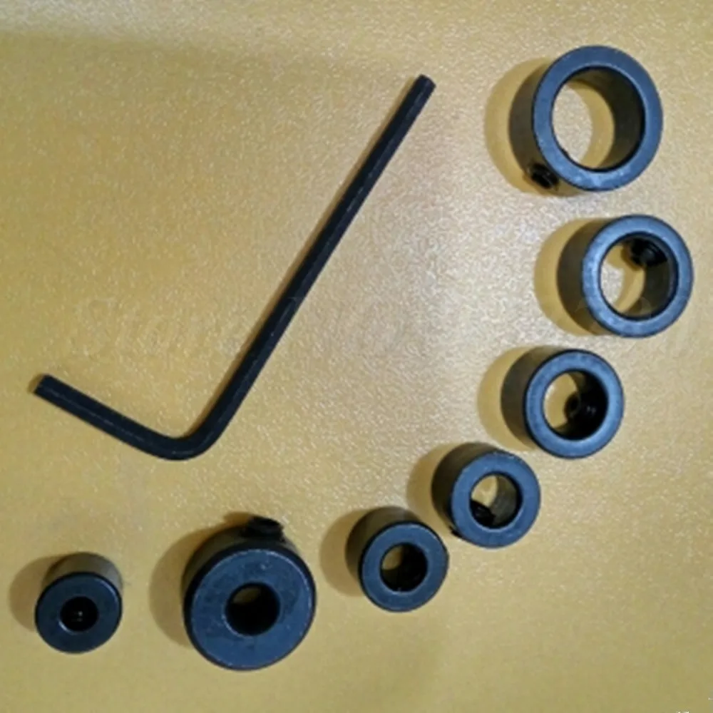 7-Piece Wood Drill Bit Shaft Depth Stop Collar Woodwork Drill Bit Stop Collars