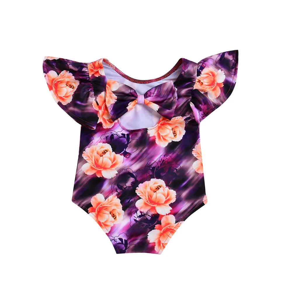 2018 Summer Girls Swimming Costume Infant Kids Baby Girls 3D Floral Print One Piece Swimsuits Romper Bathing Outfits Jan23