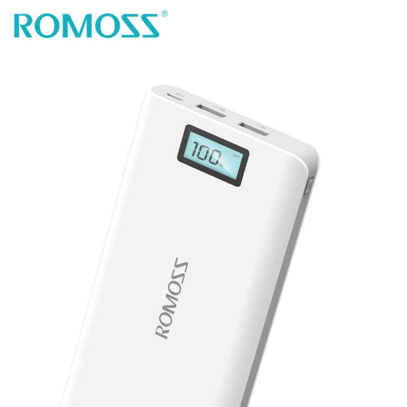 ROMOSS power Bank 20000 мАч Sense 6 Plus 18650 Внешняя батарея резервного питания 2 USB зарядное устройство для телефона samsung для iPhone