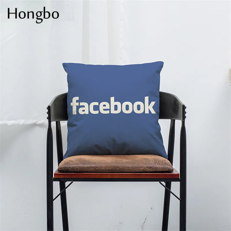 Хунбо подушки крышка Facebook YouTube Skype медиа логотип подушки крышка стола льняные валики крышка размером 45*45 см
