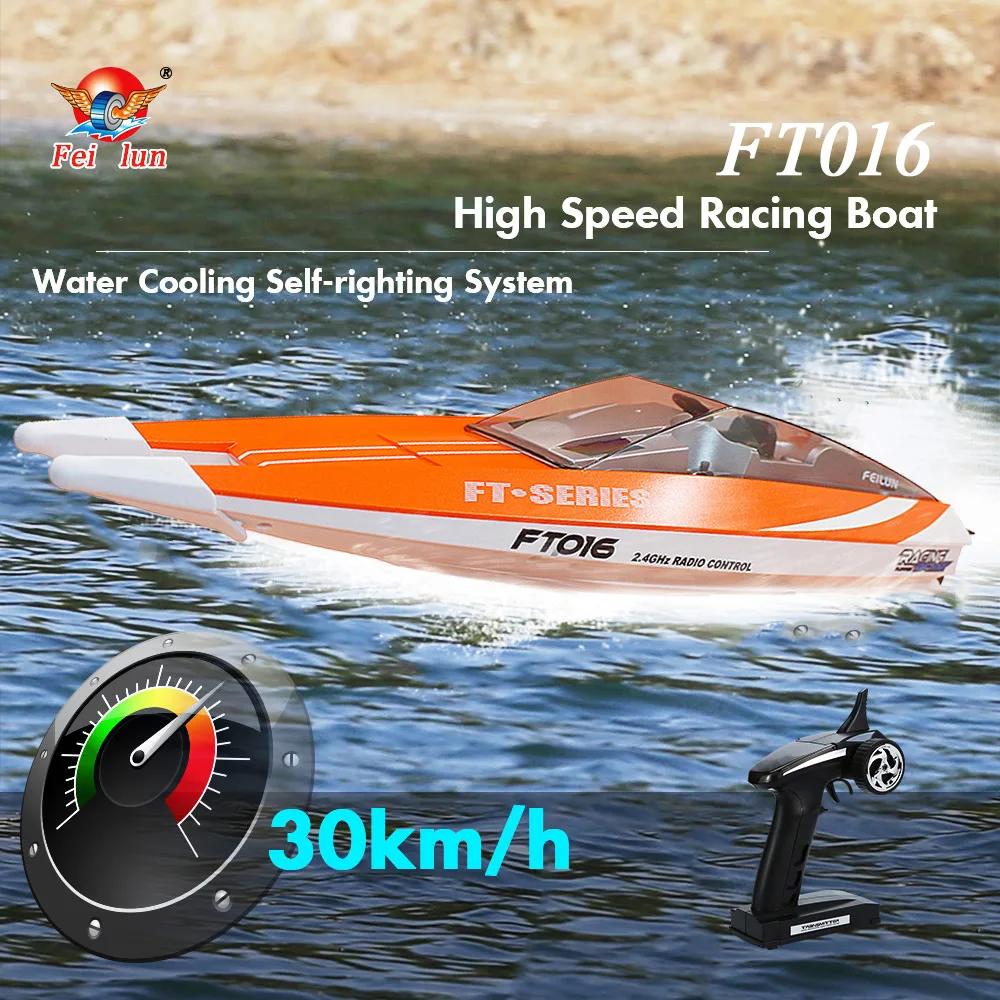 

Original RC Boat FT016 2.4G 30km/h High Speed RC Racing Boat Water Cooling Flipped Self-righting Function Kids Toys